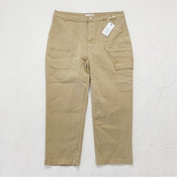 Risen High Rise Cargo Boyfriend Jeans,‎ Sand (3XL) - Picture 1 of 5